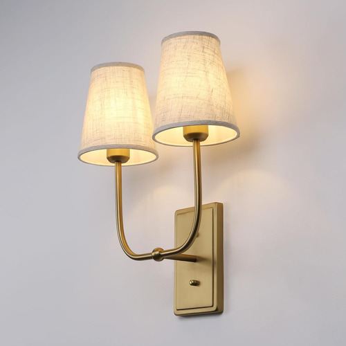 Apliques De Pared Vintage De 2 Luces Con Embudo De Tela De L