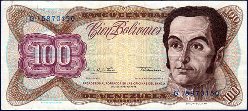 Billete De 100 Bolívares G8 Diciembre 12 1978 Simón Bolívar