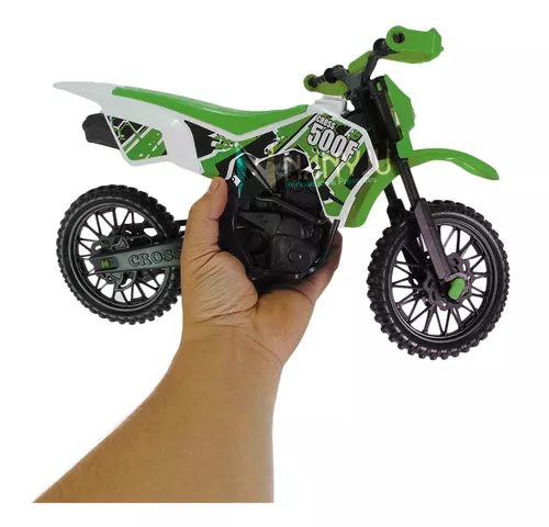 Moto De Brinquedo Motocross Trilha Suspensão Corrida Grande verde