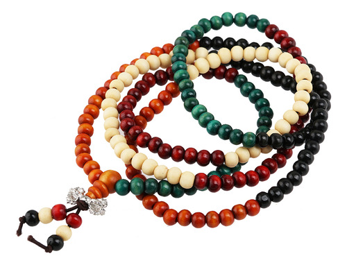 3 Pulseras De Buda De 8 Mm Con Cuentas De Oración De Madera