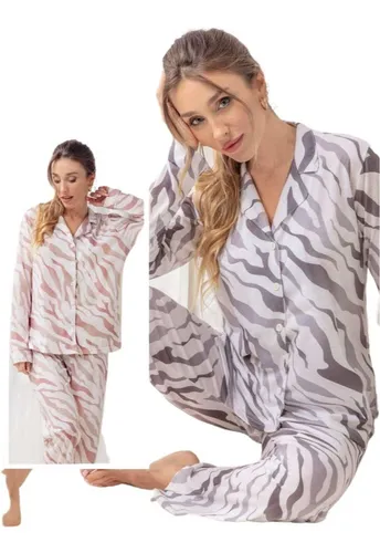 Pijama Invierno Mujer Abotonado De Jersey Lencatex 22319