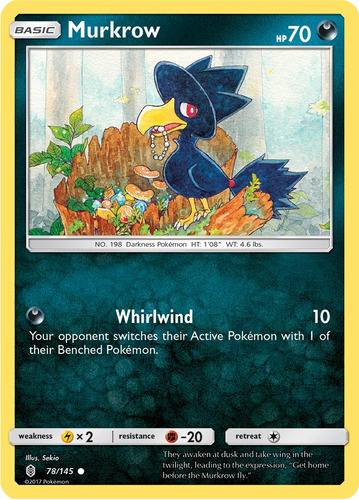 Carta Pokemon Murkrow 78/145 Reverse Guardians Rising Gri