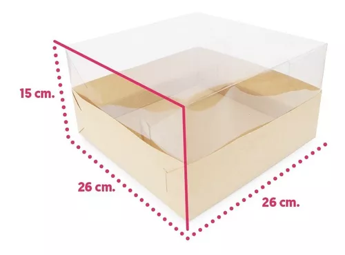 50 Cajas de cartón kraft, con tapa transparente. 16.5x11x.5.5 cms