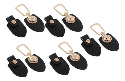 5 Pares Negro Pu Hebillas De Material Cuero Botones De