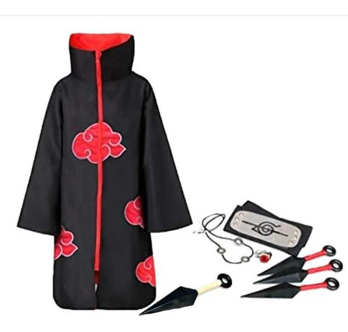 Cosplay Disfraz Itachi Naruto Akatsuki Capa + Accesorios 