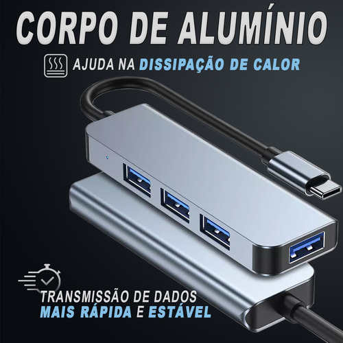 Hub Usb Tipo C 3.0 Regua Cabo Extensor iPad Dock Macbook Hd