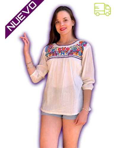 Blusa Artesanal Margarita Bordada Tradicional