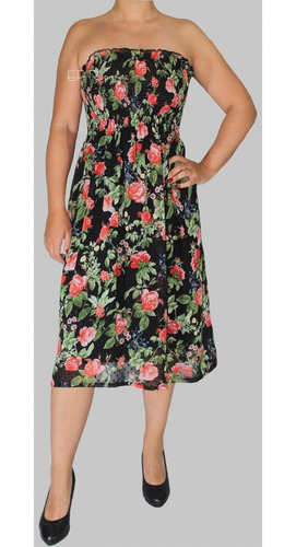 Vestido Largo Fruncido Encauchado Strapless Rodilla Formal
