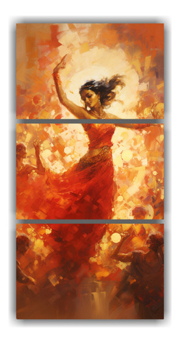 60x120cm Cuadro Decorativo Bollywood Danza Y Colorido Vibran