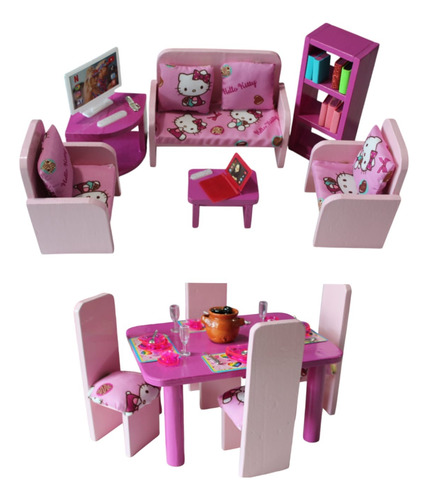 Muebles De Madera Genérica Para Muñecas - Sala Y Comedor