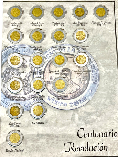 Colección Completa Moneda 5 Pesos Independ Y Revoluc Mexico (Usado)