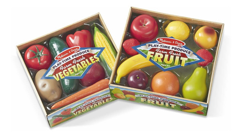 Melissa & Doug Play-time Produce Fruit (9 Pcs) And Vegetabl.