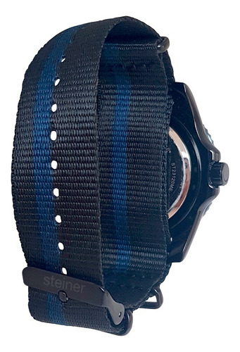 Reloj Steiner Análogo Extensible Multicolor Nylon Jr. 3atm Fondo Negro