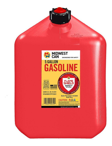 Bidon Rojo De Gasolina De 5 Galones, 19 Litros Libre De Fuga