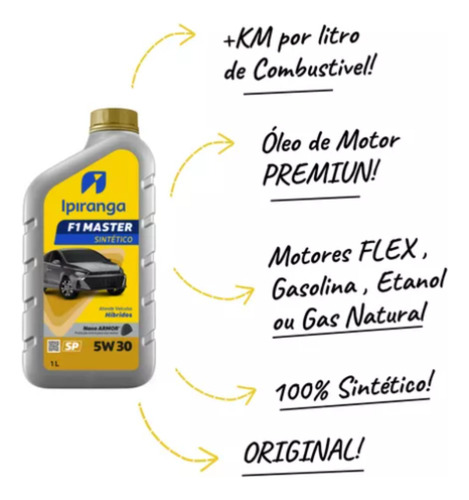 Óleo Para Motor 5w30 Sintético Ipiranga F1 Master Api Sn