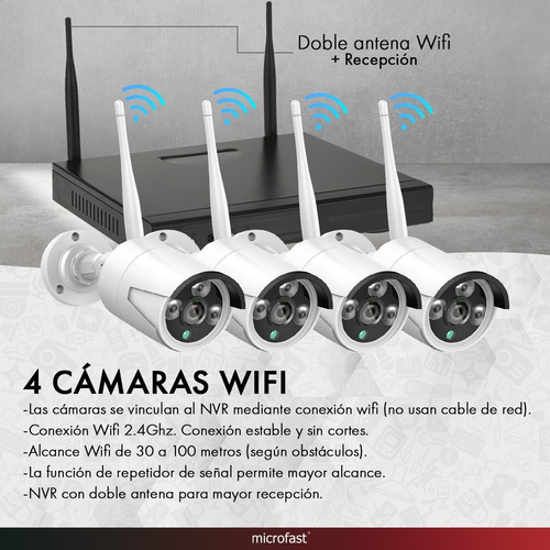 Imagen 3 de 10 de Kit Seguridad Sinovision Wifi Dvr/nvr Inalámbrico 4 Camaras