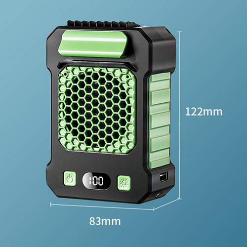Ventilador De Cintura Con Luz Usb Recargable, Verde 10000mah