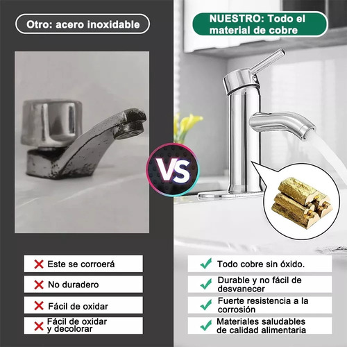 Lavabo Grifo Baño Llave Monomando Fregadero Inoxidable