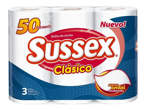 Imagen 2 de 3 de Rollo Cocina Sussex Rollos Por 50 Paños X 3 Un.