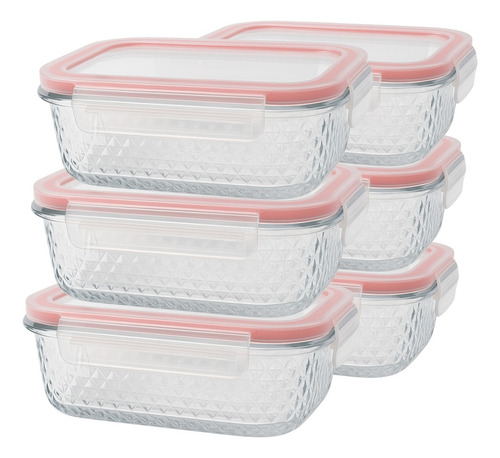 Kit 6 Pote Hermético Vidro Marmita Freezer Microondas 370ml