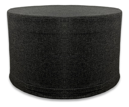 Taburete Ottoman Circular Con Funda En Lino Gris Oxford