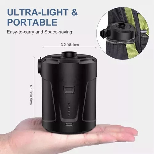 Bomba De Ar Portátil Recarregável Usb Com Inflador Elétrico