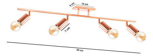 Aplique Pared Moderno Techo 4 Luces Spot Led E27 Colores Color Cobre