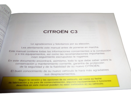 Citroen C3 2009 Manual De Empleo (Usado)