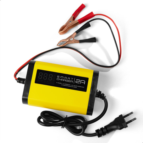 Carregador De Bateria 12v Automotivo Moto 2a Visor Digital Voltímetro Carga Automático Carro Inmetro Smart Charger 4x4sc