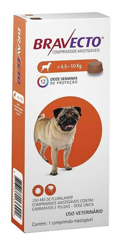Bravecto Antipulgas Shih Tzu Apso Para Cães De 4,5 A 10 Kg -