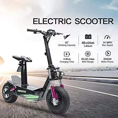 Scooter eléctrico para adultos, scooter eléctrico con asiento, neumáticos  de 10 pulgadas E Scooter para adultos, velocidad máxima de 28 millas por