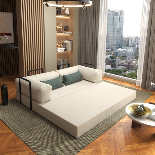 Puff Sofá Modular 2 Em 1 Cama Casal Na Caixa Estilo Moderno