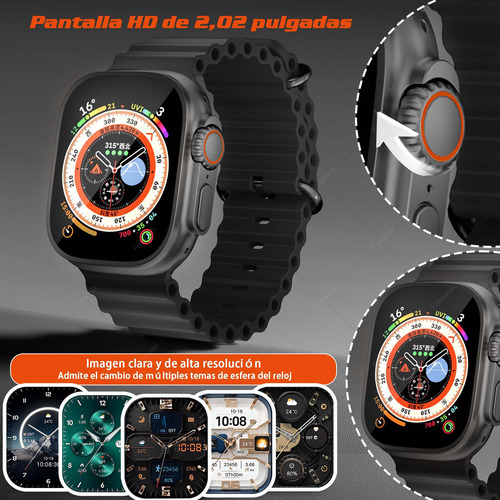 Smartwatch Hombre Mujer Llamada Bluetooth Notificación De Mensajes Reloj Inteligente Ios/android Deportivo Ip67 Salud Watch Hd 2.02 Negro Y Naranja