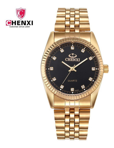 Relógio Feminino Chenxi 004 Black, Aço Inox À Prova D'água 