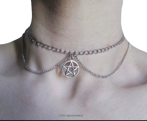 Cadena/collar De Pentagrama Aesthetic Bisutería Gotica