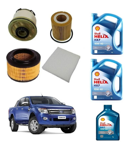 Aceite Shell Helix 10w40 9 L + Filtros Ford Ranger 2.2 Tdci