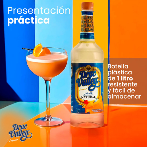 Jarabe Endulzante Natural Drac Valley 1 lt | Jarabe Para Cócteles y Bebidas | Sabor Natural y Dulzura Equilibrada Ideal Para Postres y Bebidas