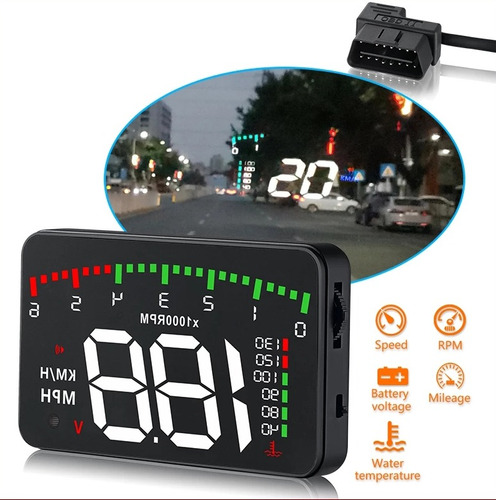 Pantalla Frontal Del Medidor De Rpm Obd De Coche Hud