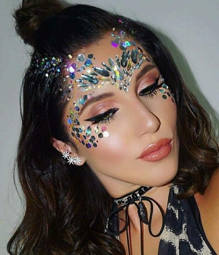 Adesivo De Rosto Kit C/ 12 Strass Carnaval Fantasia Atacado