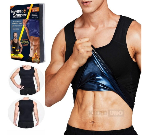Imagen 2 de 5 de Faja Musculosa Camiseta Deportiva Reductora Sauna Hombre