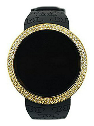 Techno Pave Iced Out Bling Lab Diamond Gold Negro Pantalla T