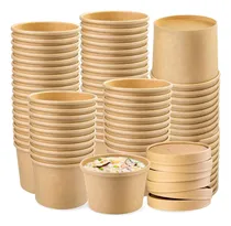 Comprar Set X100 Potes Contenedor De Alimentos Pote Kraft C\u002Ftapa 8oz Bowl Kraft Ensaladera Contenedor De Alimentos Bowl Sopa Pote Kraft 230ml Bowls Potes Para Colaciones Bowl Potes Bowl Ensalada Pasteleriuscl