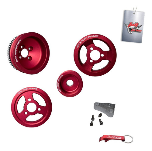 Imagem 1 de 6 de Kit Polia Vw Ap Poly V Vermelha - Rgtx