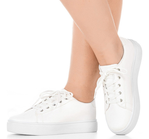 Tenis Feminino Star Casual Branco Sola Borracha Macio Leve 