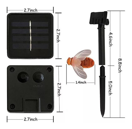 Pack X2 Guirnalda Solar Abejas 20 Led 