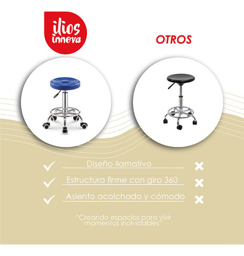 2 Taburetes Giratorios Ajustables Con Ruedas Silla De Bar Estructura de la silla Plateado Asiento Rojo