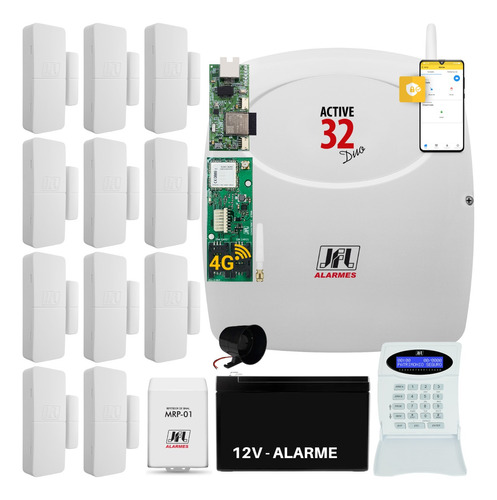 Kit Active 32 Duo Ethernet +gprs 4g +11 Sensores Sem Fio Jfl