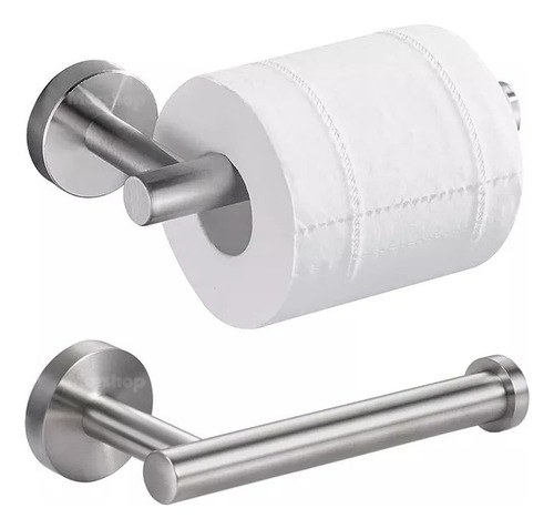 X2 Porta Rollo Papel Higiénico Baño Soporte Acero Inoxidable Color Plateado
