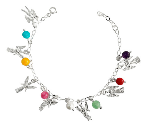Pulsera Ajustable 7 Arcangeles Cuarzo San Miguel Plata 925 Color Colores Diámetro 6 Cm Largo 20 Cm