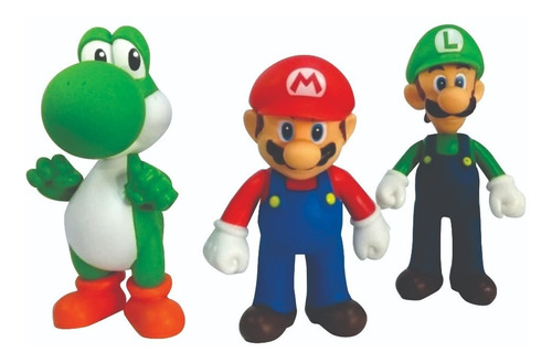 Muñecos Mario Bros Luiyi Yoshi Articulados Set X 3